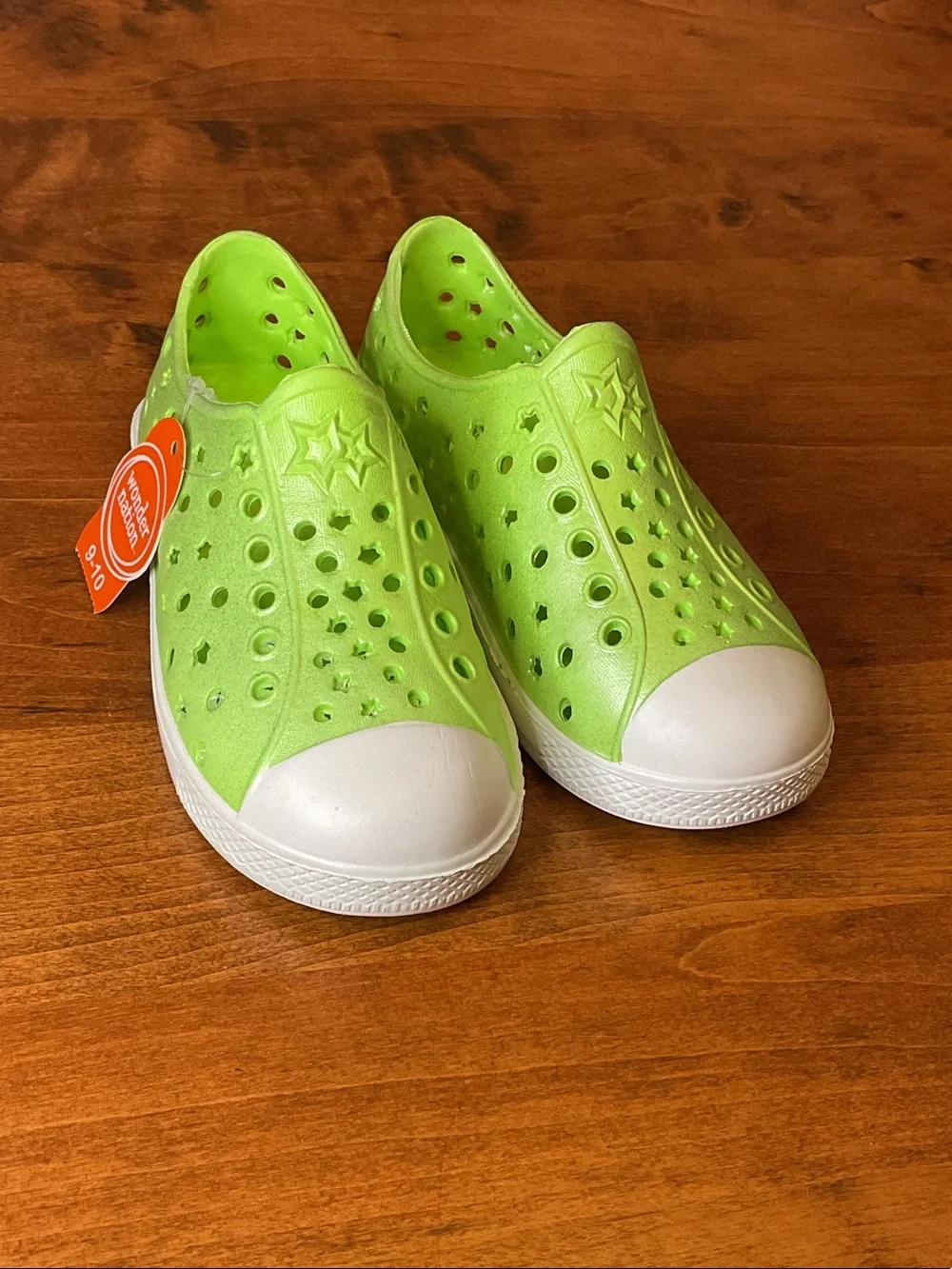 wonder nation Lime Green Slip-On Water Shoes with White Toe Caps